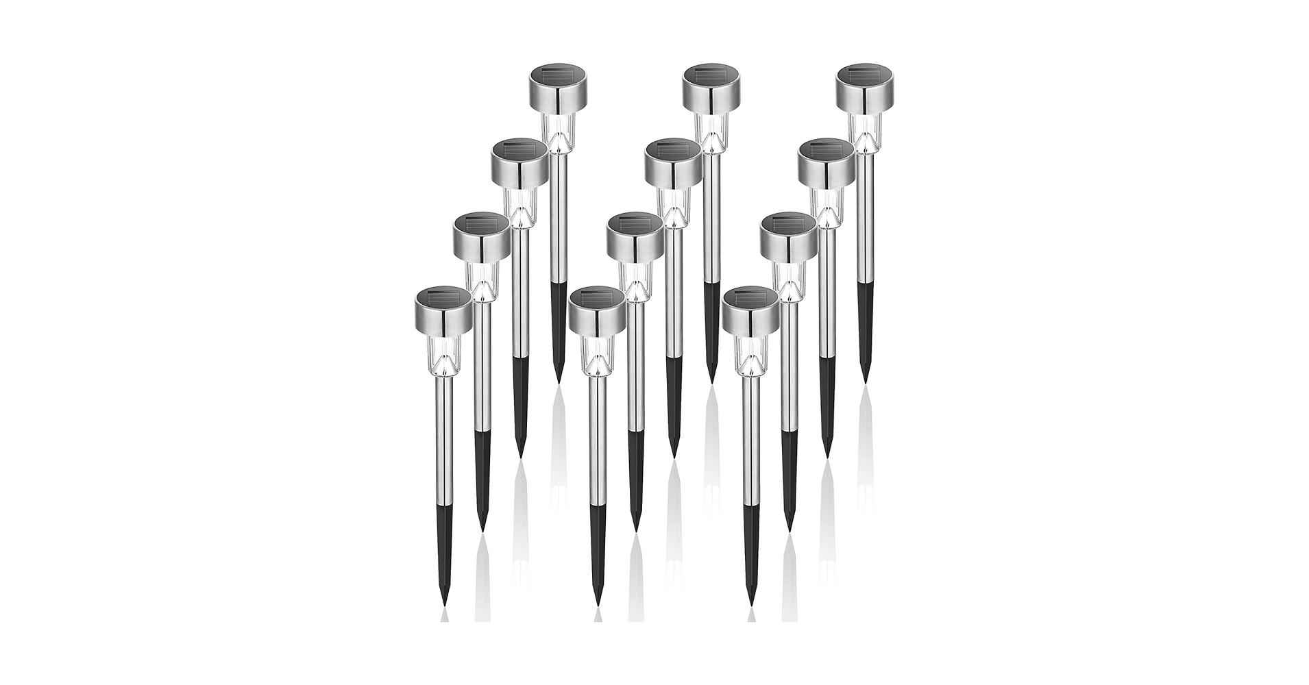 GIGALUMI Solar Lights Outdoor Waterproof, 12 Pack, Stainless